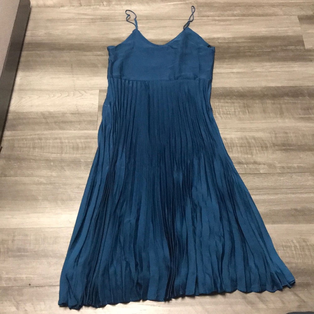 Satin Accordion-Pleat Cami Dress